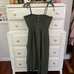 Aerie Button Down Smocked Midi Dress